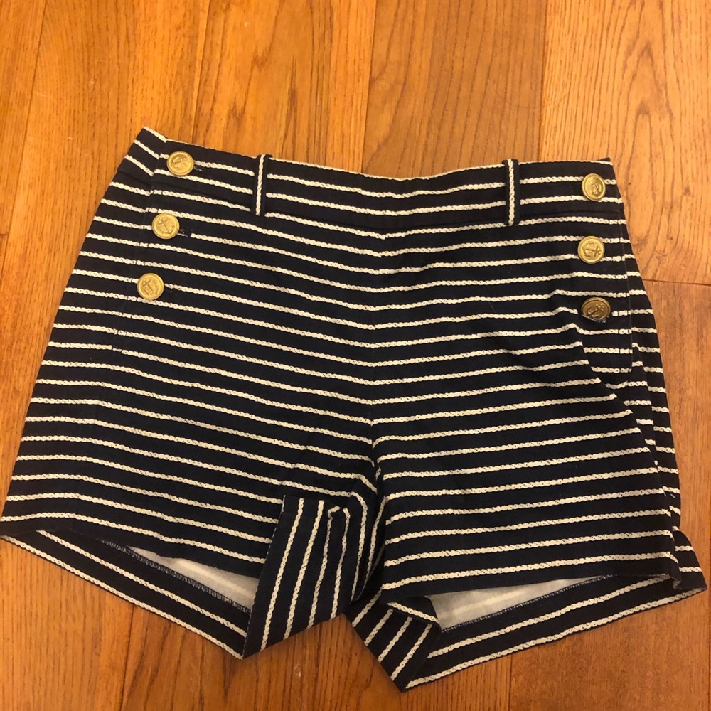 J Crew White and Blue Striped Shorts